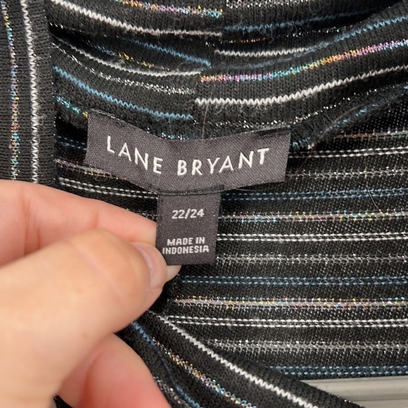 Lane Bryant stripe black blue turtle neck flowy top size 22 sparkle - Picture 5 of 8